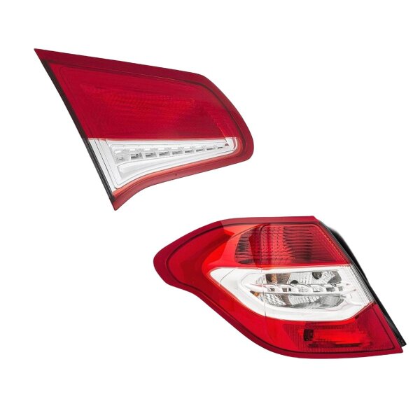 Rear Light Set left right with cover HELLA suitable for e.g. CITROËN C4