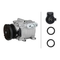 Kompressor, Klimaanlage 12V R 134a/R 1234yf HELLA für FORD FIESTA VI Van 1.4
