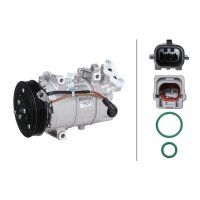Klimakompressor 12 V Ø 125 HELLA passend für u.a. RENAULT CLIO
