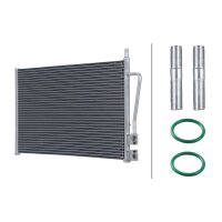 Condenser Air Con without dryer pipes parallel HELLA for e.g. FORD FIESTA