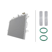 Condenser Air Con with dryer cooling pipes parallel HELLA for e.g. MB E-CLASS