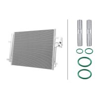 Condenser Air Con with dryer cooling pipes parallel HELLA for e.g. FORD MONDEO