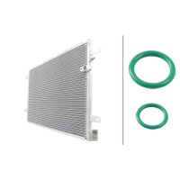 Condenser Air Con without dryer Cooling tubes parallel HELLA for e.g. AUDI A6