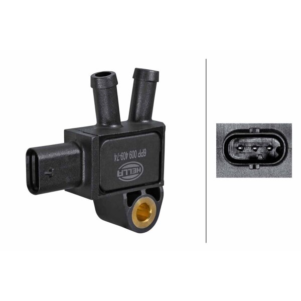 Sensor Exhaust Pressure Flange Mounting 3-pin HELLA for MERCEDES-BENZ