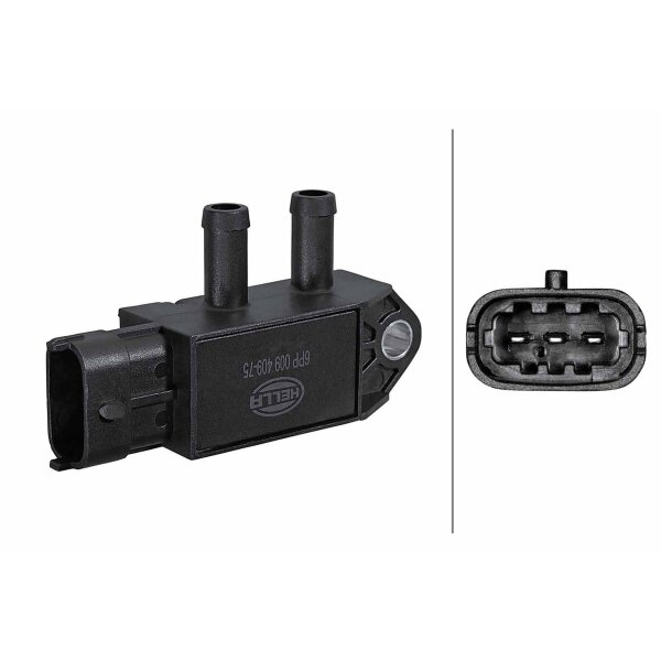 Sensor Exhaust Pressure Flange mounting 3-pin HELLA for RENAULT TRUCKS