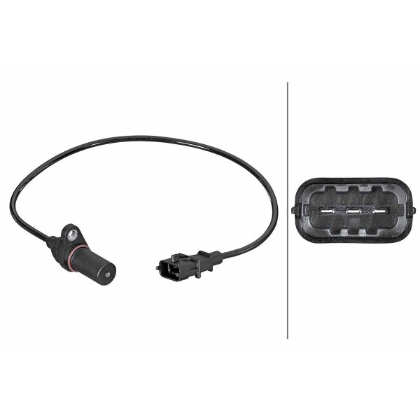 Sensor Crankshaft Pulse Hall sensor 3-pole HELLA for HYUNDAI SANTA and others