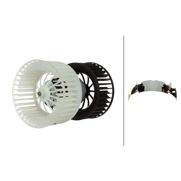 Interior Blower 12 V 348 W 2-pole HELLA suitable for e.g. BMW 3 Series