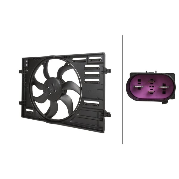 Engine Cooling Fan 12 V 500 W 4-pole HELLA for e.g. SEAT LEON