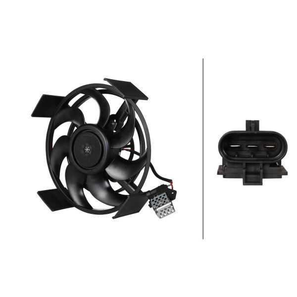 Engine Cooling Fan 12 V 252 W 3-pole HELLA for e.g. OPEL ASTRA