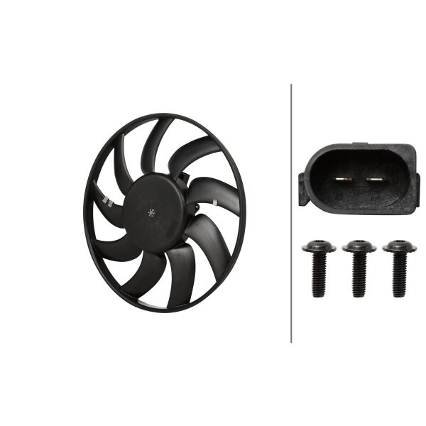 Engine Cooling Fan 12 V 264 W 2-pole HELLA suitable for e.g. AUDI A5