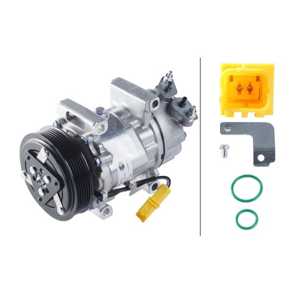 Klimakompressor 12 V Ø 119 HELLA passend für u.a. PEUGEOT 307