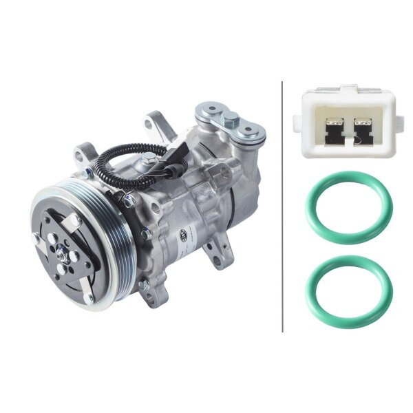 Klimakompressor 12 V Ø 119 HELLA passend für u.a. CITROËN SAXO