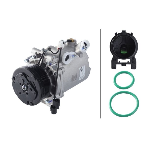 Air Conditioning Compressor 12 V Ø 95 HELLA suitable for e.g. MITSUBISHI LANCER