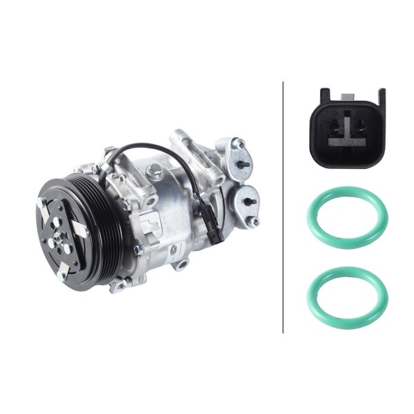 Klimakompressor 12 V Ø 119 HELLA passend für u.a. FORD FOCUS