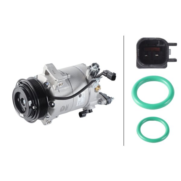 Air Conditioning Compressor 12 V Ø 108 HELLA suitable for e.g. FORD FIESTA