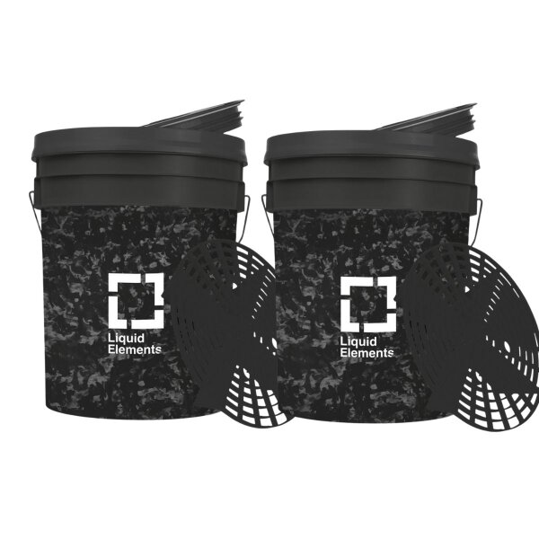 2 wash buckets each 20 litres Forged Carbon LIQUID ELEMENTS for fun car washing