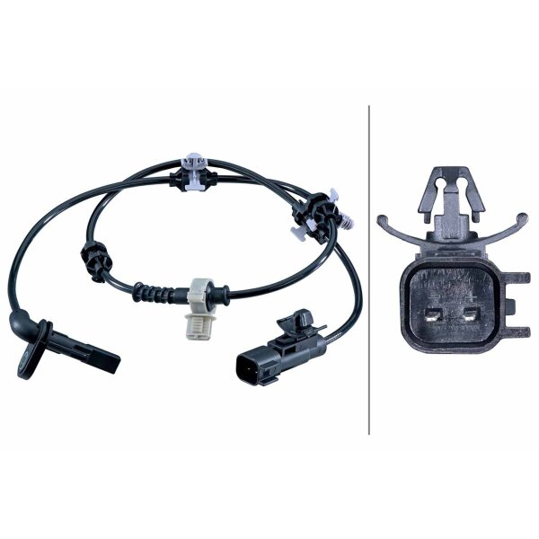 Sensor Raddrehzahl 2-polig Hallsensor 772 mm Kabel HELLA für u.a. OPEL ASTRA