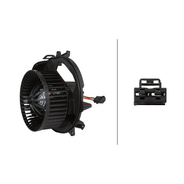 Interior Blower 12 V 276 W 2-pole HELLA suitable for e.g. VW PASSAT