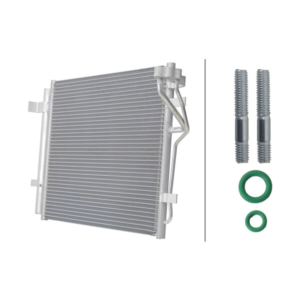 Air Conditioning Condenser with dryer HELLA suitable for e.g. HYUNDAI i30