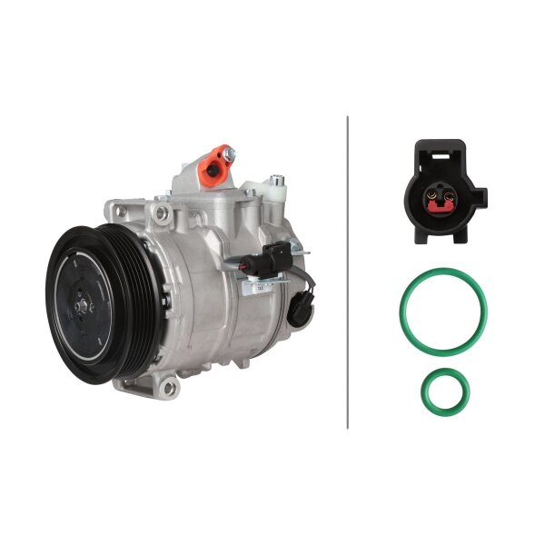 Air Conditioning Compressor 12 V Ø 120 HELLA suitable for e.g. JAGUAR XK