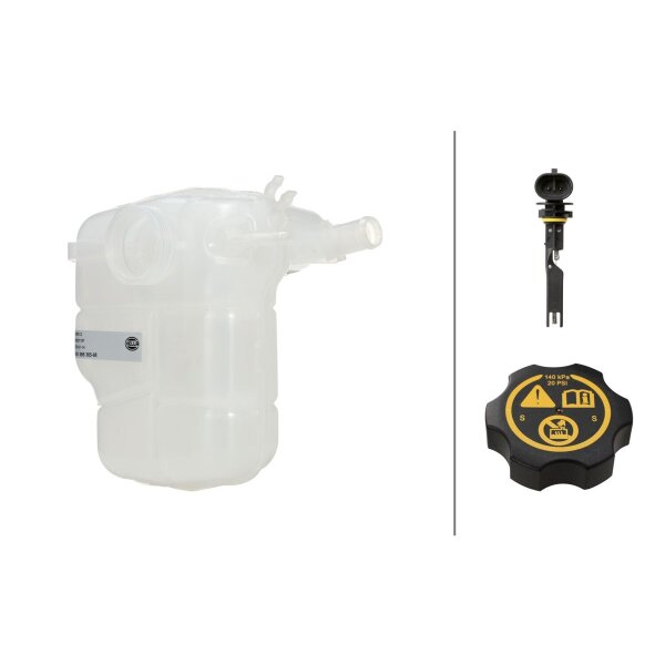 Coolant Expansion Tank Plastic with Lid HELLA for e.g. OPEL ASTRA