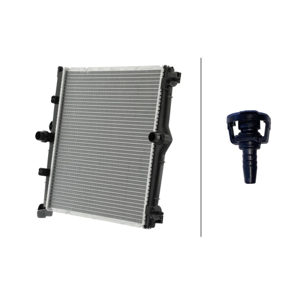 Kühler Motorkühlung Kühlrippen gelötet 408 x 380 mm HELLA für u.a. PEUGEOT 208
