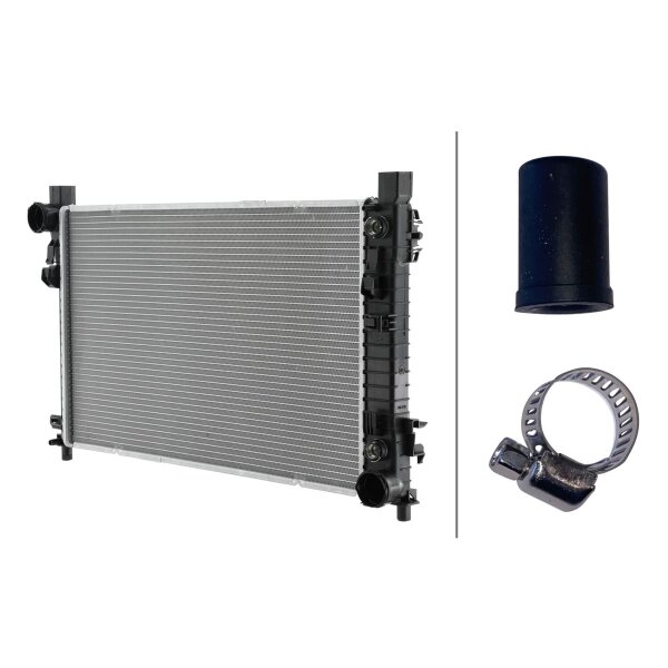 Kühler Motorkühlung Kühlrippen gelötet 650 x 398 mm HELLA für u.a. MB C-KLASSE