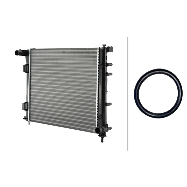 Kühler Motorkühlung Kühlrippen gelötet 480 x 416 mm HELLA für u.a. FIAT 500