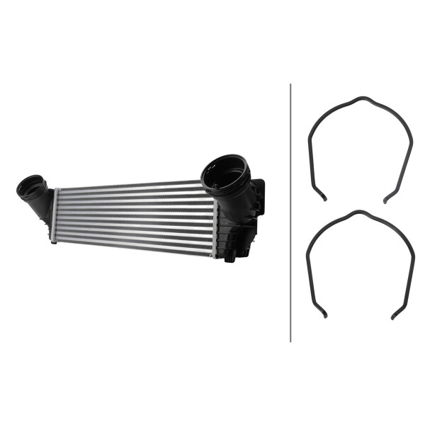 Ladeluftkühler Kühlrippen gelötet Aluminium 524 x 158 mm HELLA für u.a. BMW X5