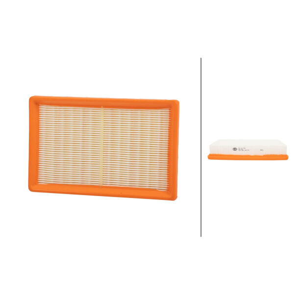 Air Filter insert 267 x 147 mm HELLA suitable for e.g. FORD FOCUS