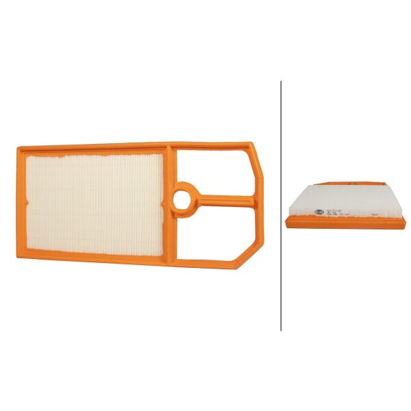 Air Filter insert 417 x 187 mm HELLA suitable for e.g. SEAT CORDOBA