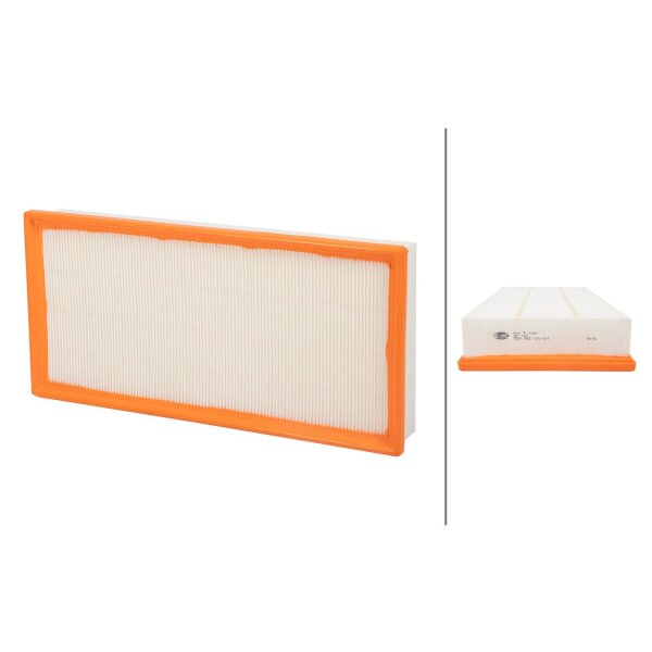 Air Filter insert 388 x 185 mm HELLA suitable for e.g. PORSCHE CAYENNE