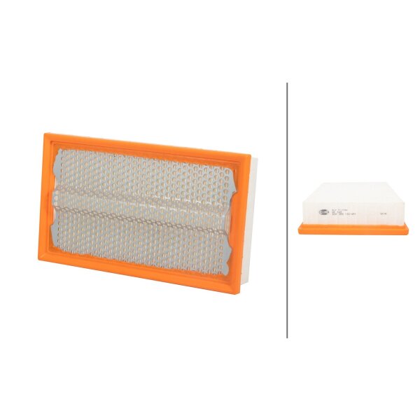 Air Filter insert 287 x 170 mm HELLA for e.g. MERCEDES-BENZ 124