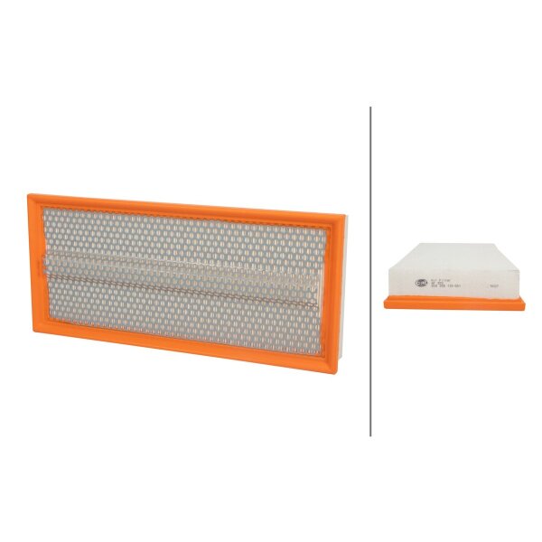 Air Filter insert 380 x 170 mm HELLA suitable for e.g. SSANGYONG MUSSO