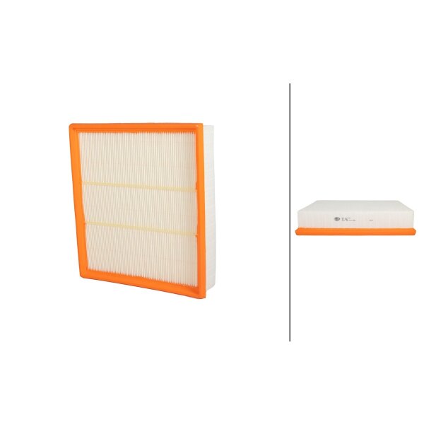 Air Filter insert 258 x 287 mm HELLA IAM-Expertise suitable for e.g. AUDI A8