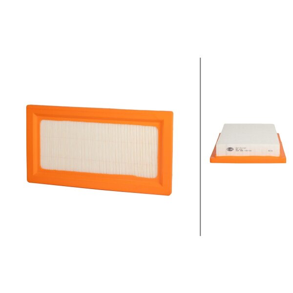 Air Filter insert 302 x 158 mm HELLA suitable for e.g. FIAT PUNTO