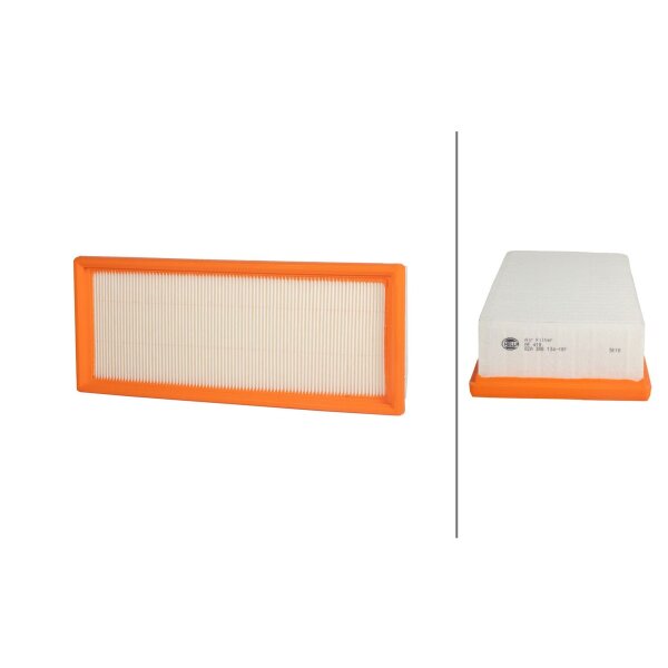 Air Filter insert 334 x 134 mm HELLA suitable for e.g. AUDI COUPE