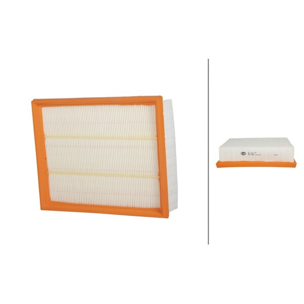 Air Filter insert 245 x 195 mm HELLA suitable for e.g. RENAULT LAGUNA