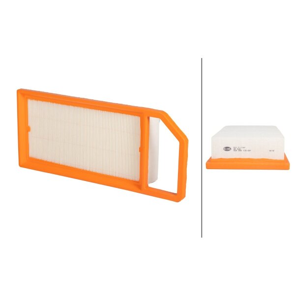 Air Filter insert 356 x 152 mm HELLA suitable for PEUGEOT 407 and others