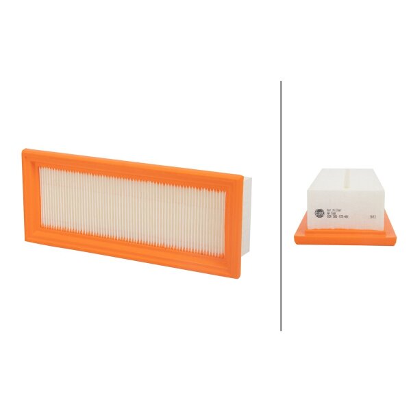 Air Filter insert 257 x 105 mm HELLA suitable for e.g. LANCIA Y
