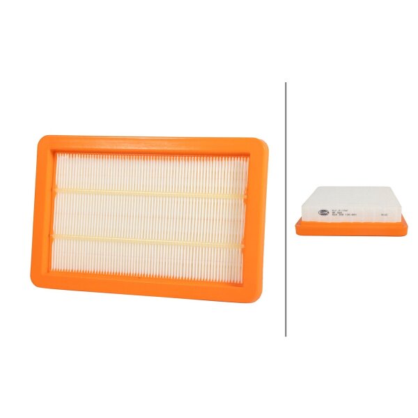 Luftfilter-Einsatz 245 x 158 mm HELLA passend für u.a. MAZDA 323