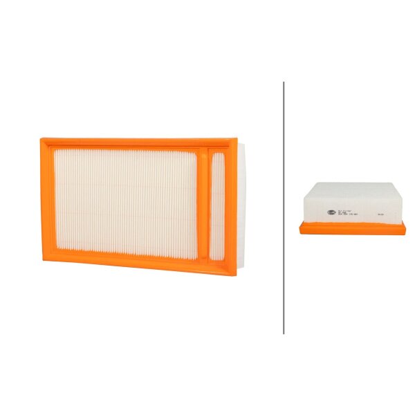 Air Filter insert 286 x 169 mm HELLA suitable for e.g. NISSAN PRIMERA