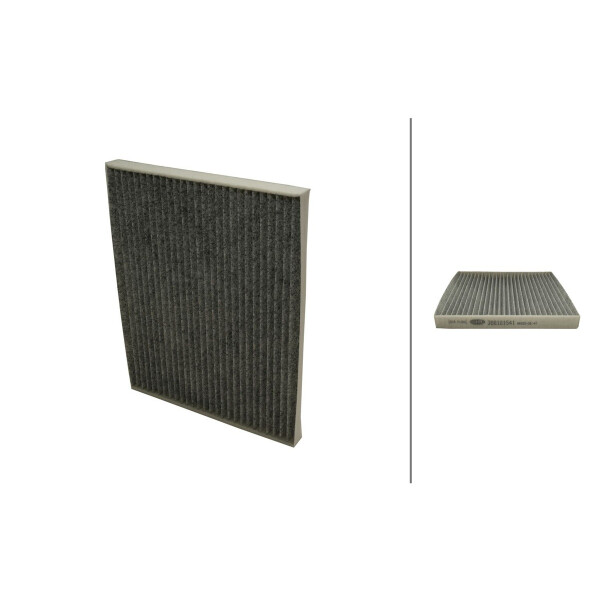 Cabin Filter Activated charcoal filter 265 x 218 mm HELLA for FIAT GRANDE