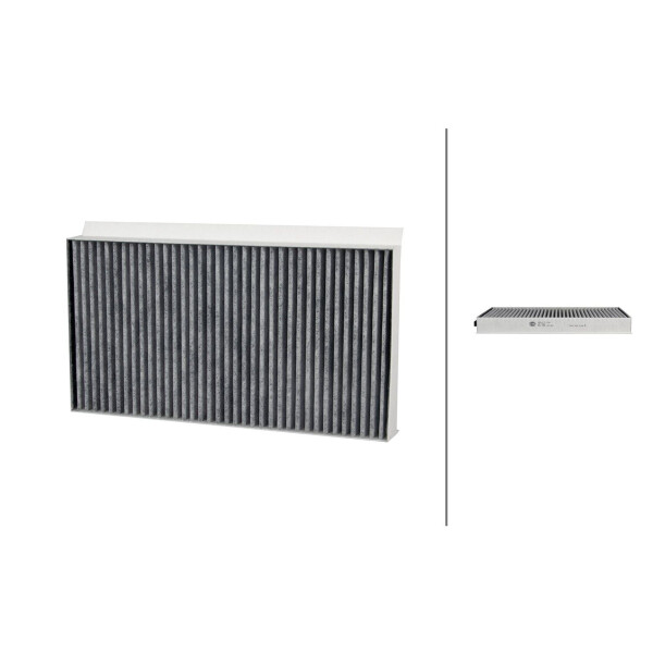 Cabin Filter Activated charcoal filter 321 x 170 mm HELLA for BMW 5 Series