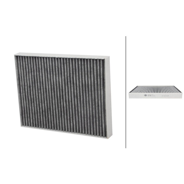 Cabin Filter Activated charcoal filter 278 x 217 mm HELLA for VW TRANSPORTER