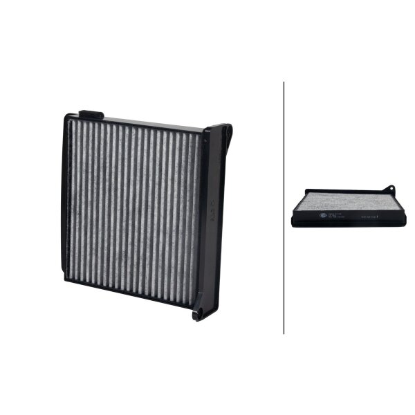 Cabin Filter Activated charcoal filter 231 x 216 mm HELLA for e.g. MITSUBISHI
