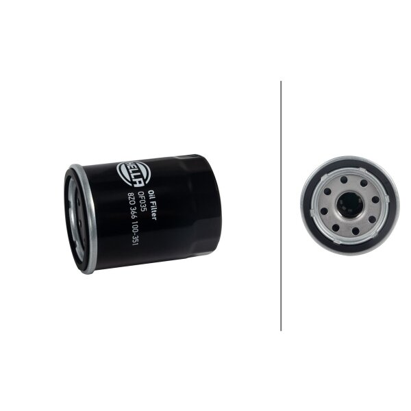 Oil Filter single screw-on Ø 66 mm HELLA suitable for e.g. HYUNDAI i10