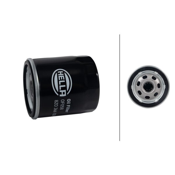 Oil Filter single screw-on Ø 76 mm HELLA suitable for e.g. TOYOTA LAND