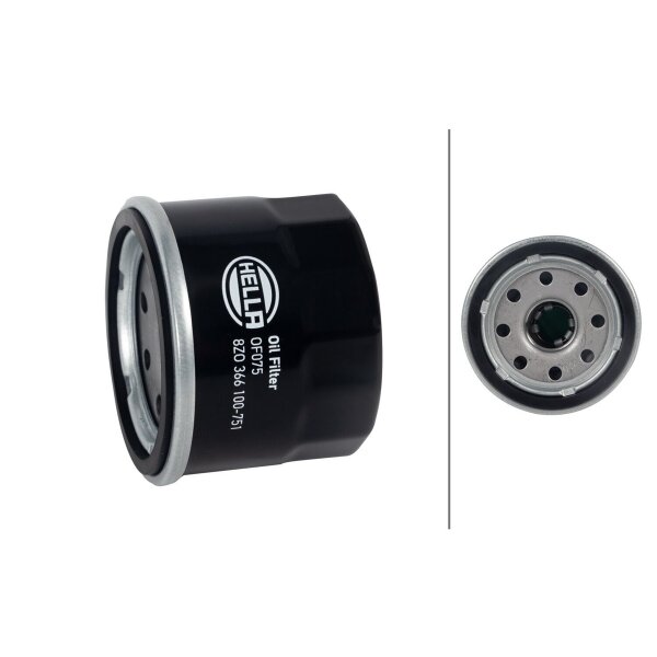 Oil Filter single screw-on Ø 65 mm HELLA suitable for e.g. SMART FORTWO