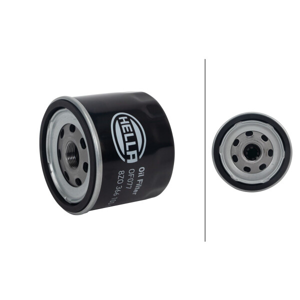 Oil Filter single screw-on Ø 93 mm HELLA suitable for e.g. FORD TRANSIT